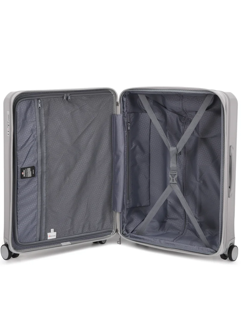 Echolac  Sense 56+67+78 Cm Hardcase Expandable 4-Double Wheeled 3 Piece Luggage Trolley Set - Silver  | Best Price UAE